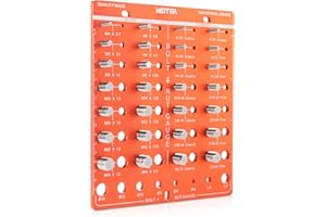 NEITRA Thread Checker, Bolt and Nut Identifier Gauge, Nut Bolt Thread Checker, Nut and Bolt Thread Checker 14 Metric & 14 Standard Sizes Nut & Bolt Board with 8 Drilled Measuring Holes, Aluminum Alloy