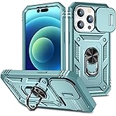Fetrim Case for iPhone 15 Pro, Camera Cover Phone Case with Rotation Ring Stand for Apple iPhone 15 Pro - Green