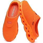Jakcuz Mens Slippers with Arch Support Casual Mules Open Back Walking Shoes Indoor Outdoor House Shoes Orange Size 9.5