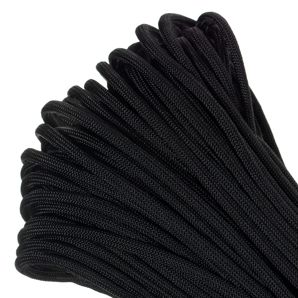 PARACORD PLANET 50 feet Mil-Spec Commercial Grade 550lb Type III Nylon Paracord Black