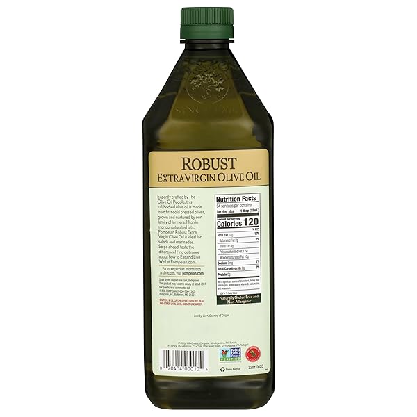 POMPEIAN ROBUST EXTRA VIRGIN OLIVE OIL, CONTAINS POLYPHENOLS, FIRST COLD PRESSED, 32 FL OZ