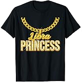 Libra Princess Zodiac Sign With Golden Chain Necklace Women T-Shirt