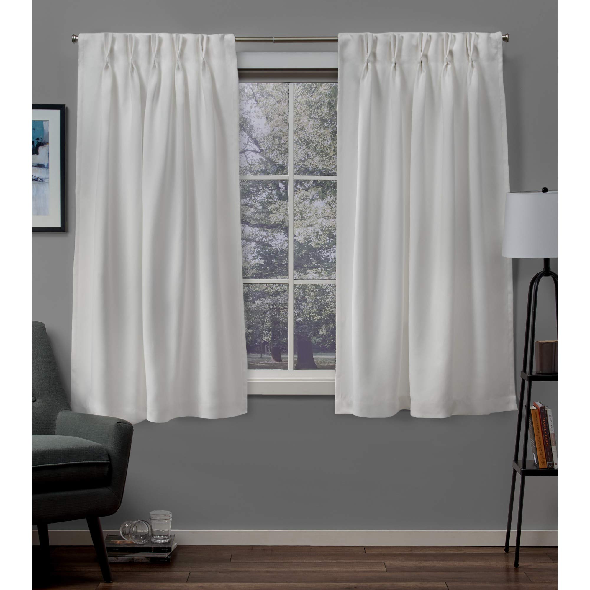 Exclusive Home Curtains Sateen Woven Blackout Pinch Pleat Top Panel Pair, Vanilla, 30x63, 2 Piece — image 1