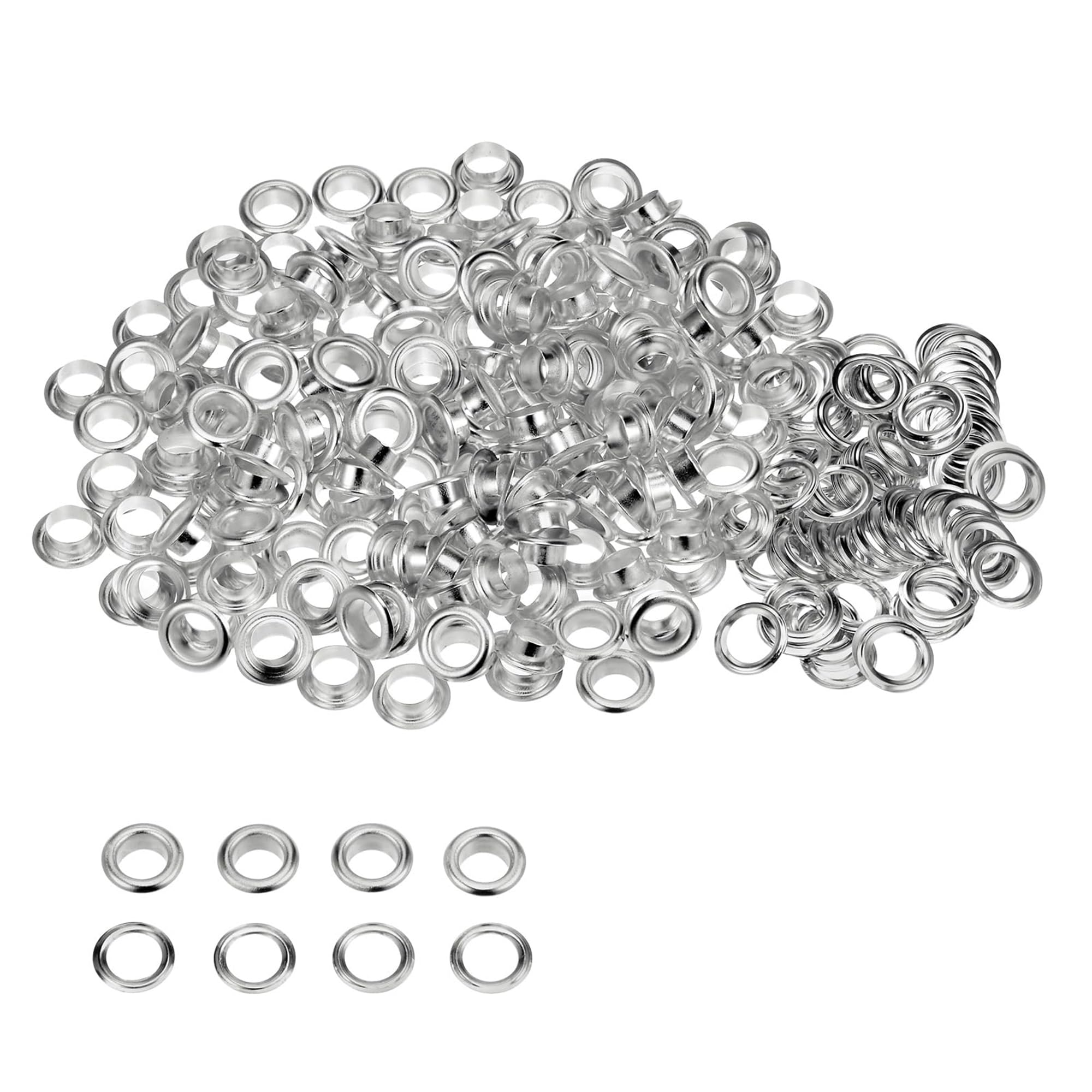 Trimming Shop 10mm Eyelets with Washers, Durable Iron Grommets for Leathercrafts, Ribbons, Lacing, Arts & Craft Projects, Clothing, Scrapbooking, Silver, 100pcs