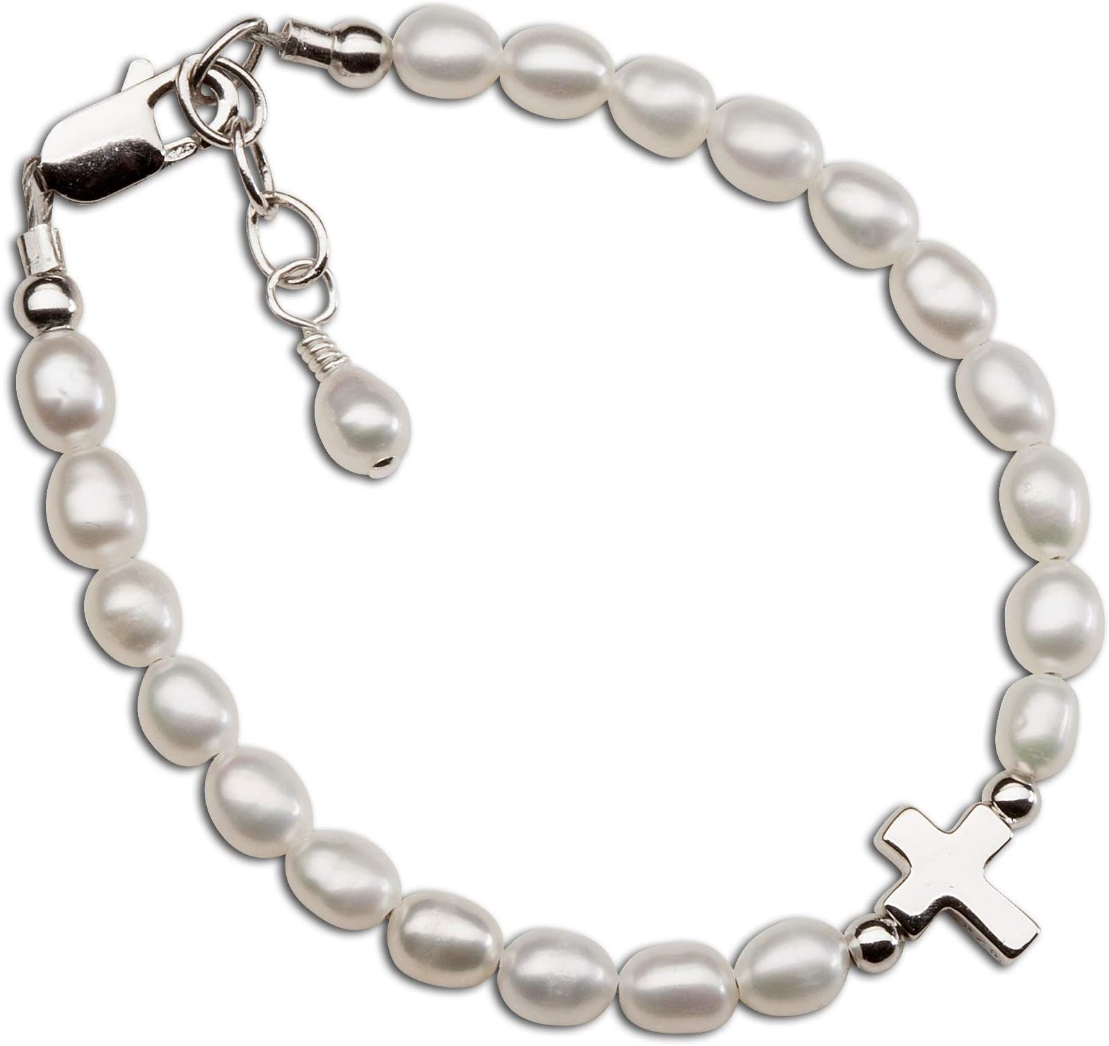 Children's Sterling Silver Bracelet with Cross for First Communion, Baptism or Christening