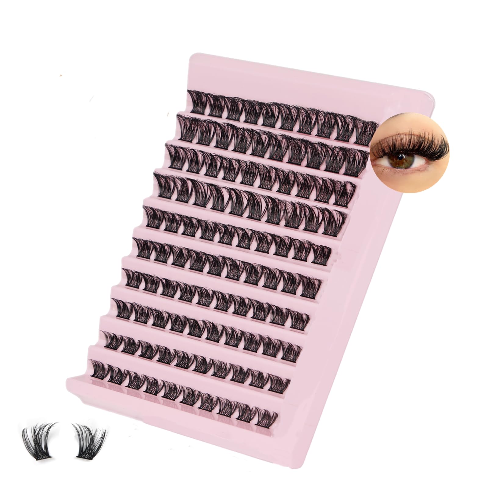 Lash Clusters, 100Pcs DIY Individual Eyelash Extenisons Natural Look D Curl Cluster eyelashes 8-16MM Reusable Individuals DIY at Home (#03) — image 1