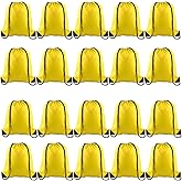 KUUQA 20Pcs Drawstring Backpack Bag Bulk Yellow Drawstring Bags String Backpack Sport Gym Sack Bags Foldable Storage Bag for Women Men Shopping Gym Travel Sports