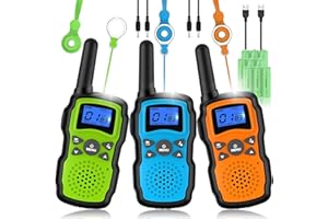 Wishouse Walkie Talkies Rechargeable for Kids Adults Long Range,Xmas Birthday Gift for Boys Girls 3 4 5 6 7 8 9 10 Year Old,Hiking Gear Camping Games Toys with Flashlight,VOX,Easy to Use 3 Pack
