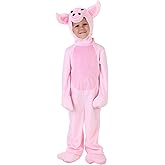 Toddler Pig Costume - Velour Jumpsuit with Mitts, Headpiece, and Booties,