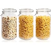 SUROQUE Glass Jars with Airtight Lid, Large Glass Food Storage Jars, 3 Pack Wide Mouth Airtight Glass Jars ffor Flour, Cereal