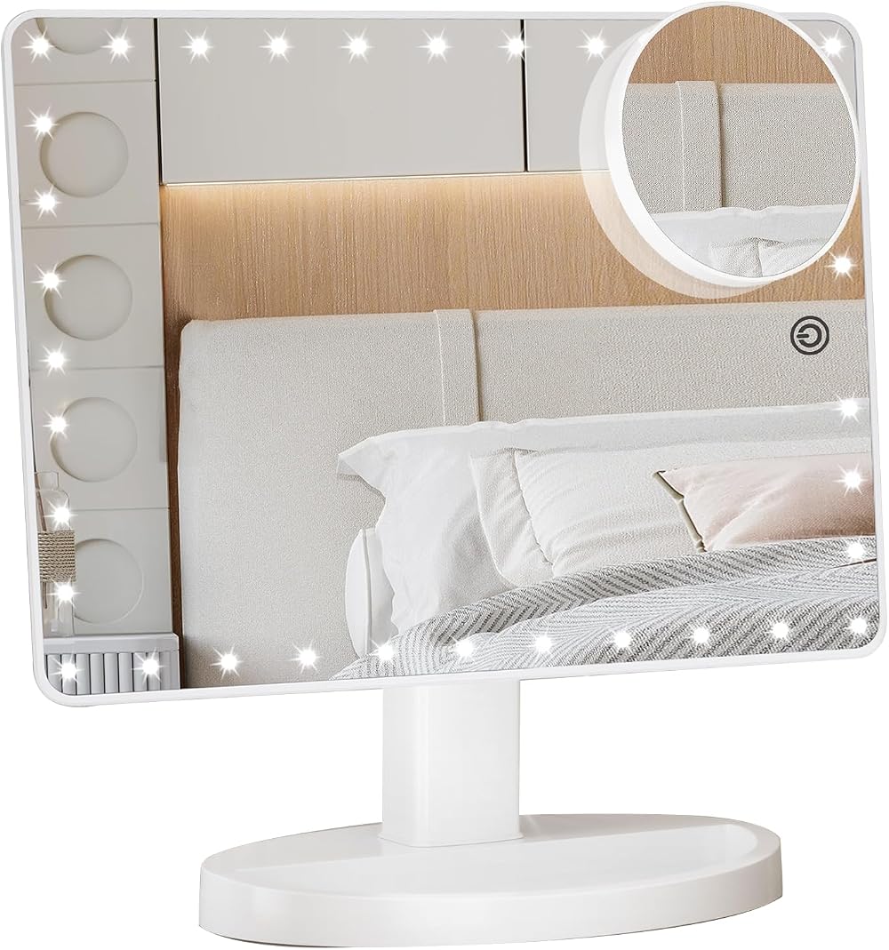 FUNTOUCH X-Large Lighted Vanity Mirror with 35 LEDs 10X Magnification