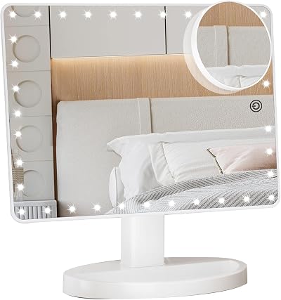 FUNTOUCH X-Large Lighted Vanity Mirror with 35 LEDs 10X Magnification