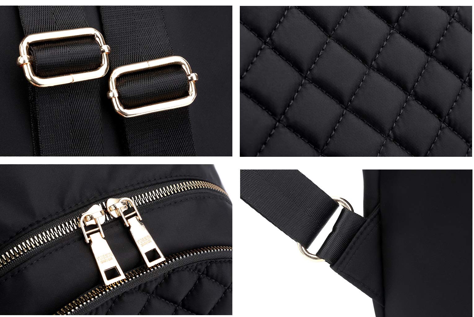 Backpack Ladies Daypack Nylon Waterproof Shoulder Bag Girl Anti-Theft Elegant Backpack (Black)