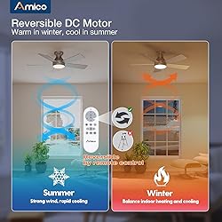 Amico Ceiling Fans with Lights, 42 Inch Low Profile