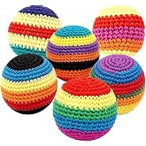 ODYWYSI Upgraded Handmade Knitted Hackys Set, Colorful Crochet Footbag Sacks, Juggling Balls for Adults Beginners, Portable Handwoven Toss Hacky Balls