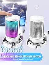 FIFINE USB Microphone for Gaming RGB Cardioid Gain Knob Shock Mount White view 2