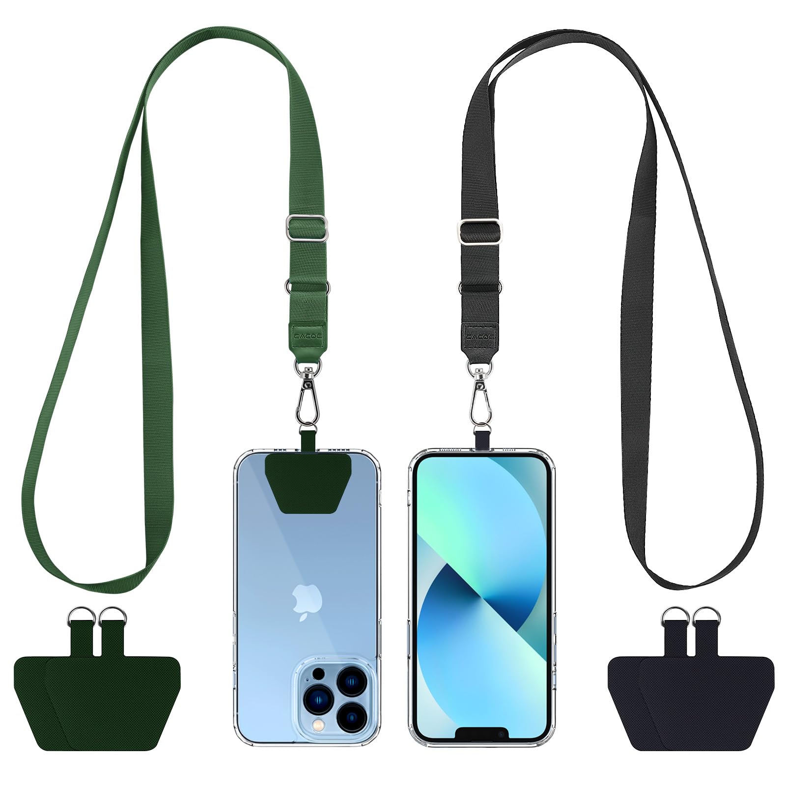 CACOE Phone Lanyard, Black+Dark Green,2 Pcs