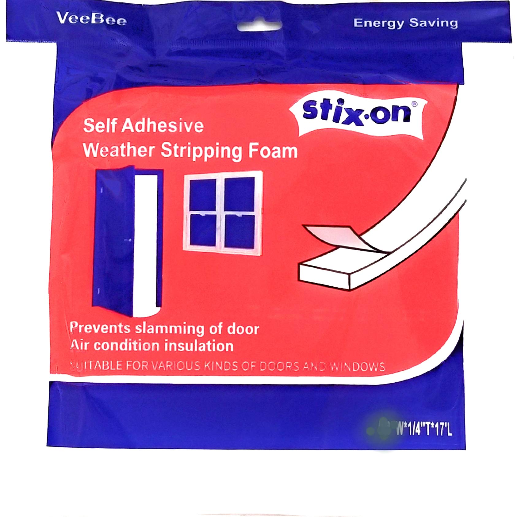 Buy Weather Stripping 5/8 x 1/4 x 17' Self Adhesive Sponge Foam Stick