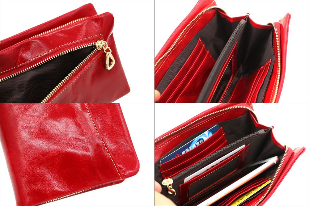 Womens Lady Blocking Wallet Classic Clutch Leather Wallet Card Holder Purse Handbag Red