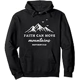 Faith Can Move Mountains Retro Sunset Bible Verse Christian Pullover Hoodie