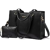 LOVEVOOK Laptop Bag for Women - Waterproof Work Bag for Women & Vintage Laptop Tote Purse with Wristlet