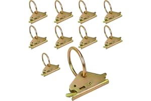 10 Pack E-Track Galvanized O Rings, Steel E Track Tie Down Anchors Secure for Cargo Trailers Flatbeds Pickup Trucks, Gold