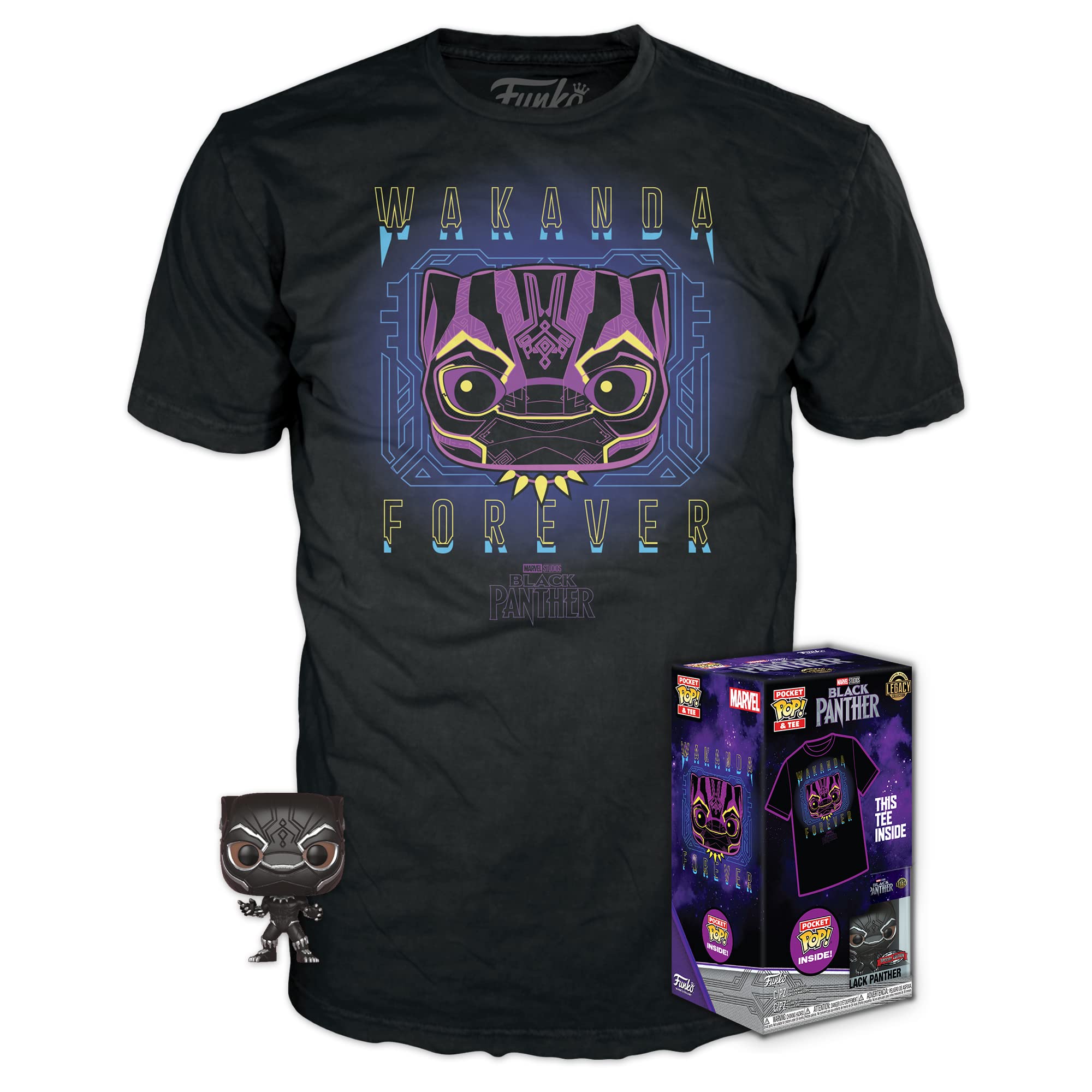 Funko Pocket POP! & Tee: Marvel - Black Panther - (Child) - Small - (S) - T-Shirt - Clothes With Collectable Vinyl Minifigure - Gift Idea - Toys and Short Sleeve Top for Adults Unisex Men and Women