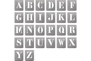 HAUTMEC Vintage Aluminum Letters Stencils, A to Z Aluminum Stencils & Holder, 2"(50mm) Letters, Shop Stencil, Advertising Stencilling, Craft-Printing, Reusable HD00001