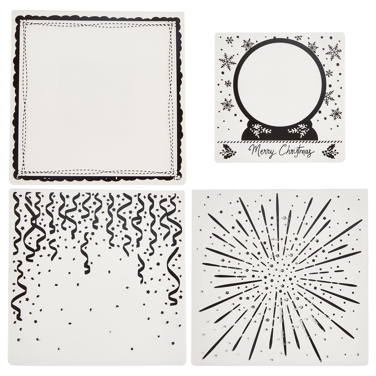 SUPERFINDINGS 4pcs 4 Pattern Plastic Template Craft Card 150x150x2.5~3mm Plant Plastic Embossing Folders for Handcraft Photo Album Wedding Decoration Scrapbooking