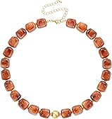 ZOMCRKYN Chunky Necklaces for Women Trendy Multicolor Large Square Resin Beads Necklace Trendy Bold Statement Beaded Necklace Modern Statement Necklace Summer Jewelry