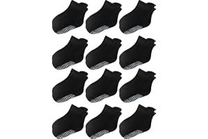 Aroveea Toddler Socks Non Slip Grip Ankle Baby 12 Pack for Kids Boys Girls