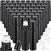 50 Pcs Glass Roller Ball Bottles, 10ml Essential Oil Roll on Bottle with Stainless Steel Applicator, 5 Funnels, Refillable Co