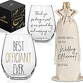 Innfueunun Funny Wedding Registry Glass,Wedding Officiant Wine Glass 15OZ with Wine Bag, Best Officiant Ever Gifts from Couple, Bride Groom Thank You Wine Glass Gifts, Bridal Party Gift