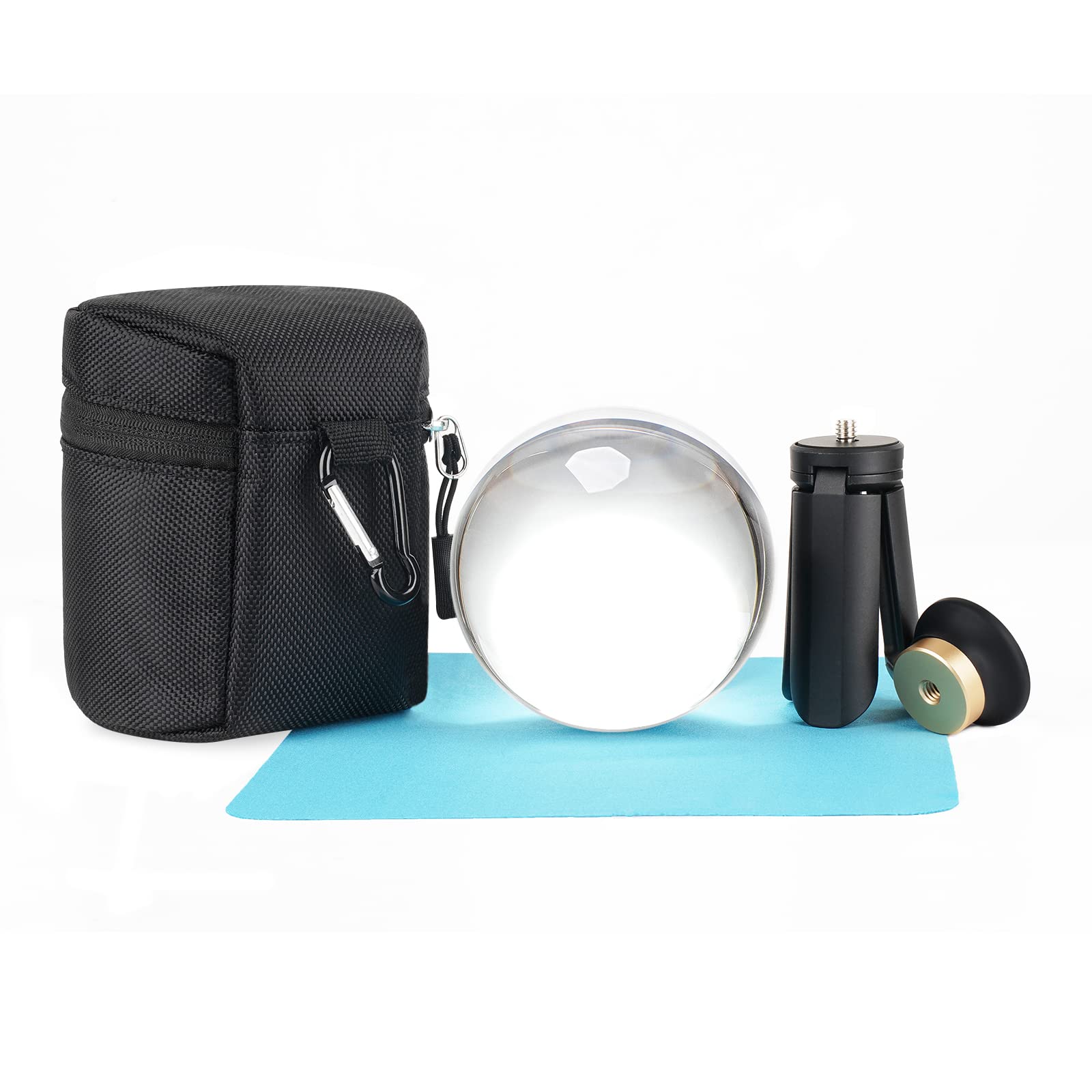 Crystal Ball Photography 80mm K9 Lens Ball Sphere with Mini Tripod and Suction Mount Base Stand Clear Decorative Glass Props Ball with Padded Shockproof Sleeve Bag by BESNFOTO