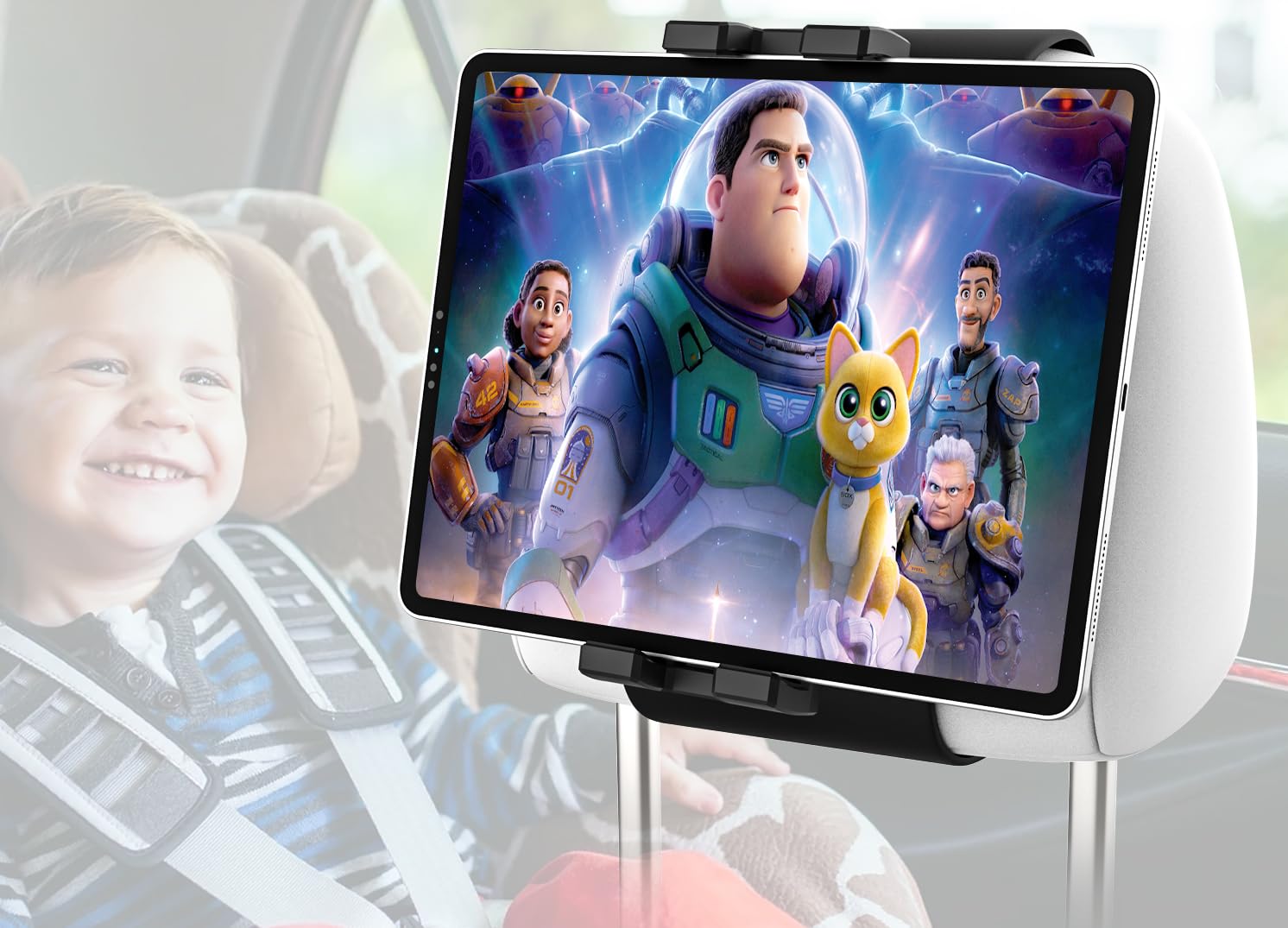 woleyi Car Back Seat Tabet Mount, Headrest Travel Portable Car Tablet Holder with Metal Ball Head, Car Kid Stand for 4-12.9" Tablet & Phone, iPad Pro Air Mini, Galaxy, Surface, iPhone