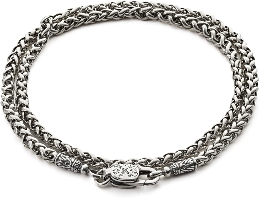 Konstantino Men's 925 Sterling Silver Wheat Chain, 24 Inch