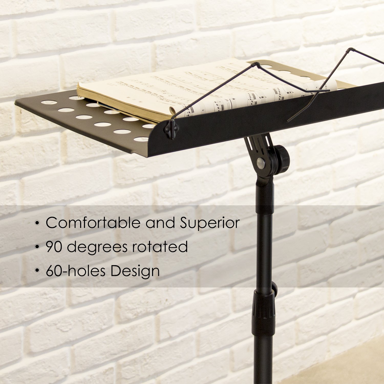 Mugig Music Stand,Sheet Music Stand Portable Adjustable Folding Music Holder for Instrument pad,books,Professional Collapsible Music Stand for Music Sheet(Black),Perfect for Instrumental Performance.