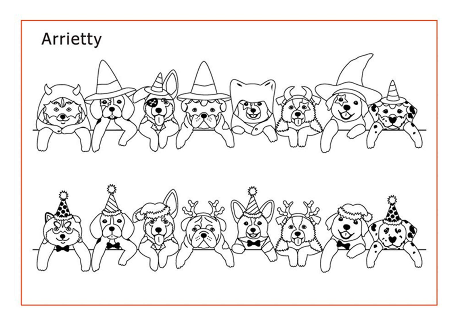 arriettycraft Happy Halloween Merry Christmas Pet Furry Friends Different Type of Dogs Clear Stamps for Card Making Decoration and DIY Scrapbooking
