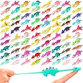 Silipull 100 Pcs Mini Slingshot Dinosaur Finger Toys Classroom Gifts Easter Egg Fillers Rubber Stretchable Dinosaur Finger Slingshot Flying Toys for Flying Games Party Favors