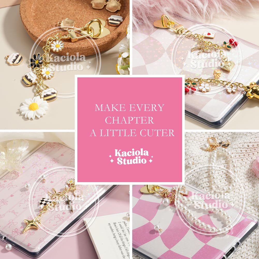 Kaciola Charm Chains for Kindle, Cute E-reader Phone Charm Bracelets Accessories Gift for Reader Booklovers Women Men, Charms Compatible for Kindle/E-Reader/Phone (A)