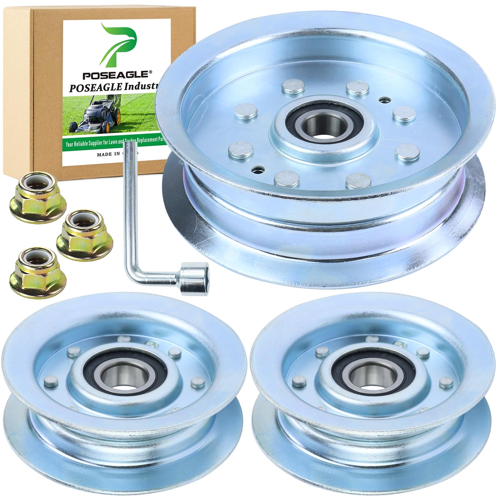 Photo 1 of POSEAGLE 2 Pack GY22172 Idler Pulley with GY20629 Idler Pulley Replaces GY20110 AUC17621 GY22082 GY20067 for John Deere D140 D150 D160 E160 E170 L130 L120 LA145 LA115 LA165 S160 S170 Tractors