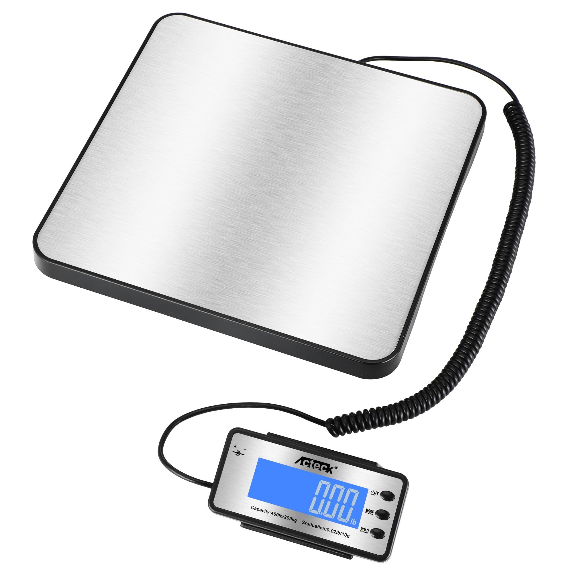 Photo 1 of ACTECK Digital Shipping Postal Scale, 460 lb x1oz High Accuracy with Stainless Steel Platform, LCD Backlight, Four Reading Modes, Tare/Hold Function, Battery AC Adapter Incuded