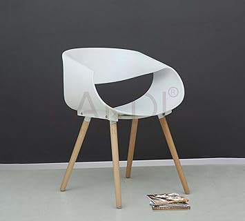 lakdi White Moulded PP Compound Cafe Chair Comes with Rubber Wood Legs - Ideal for Cafeterias,Home & Offices MFN(132231_11)