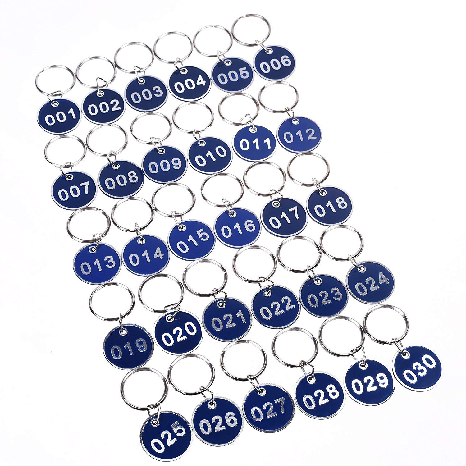 Sourcemall Aluminum & Plastic Key Tag Numbered Key Rings 30mm (Blue, 1-50)