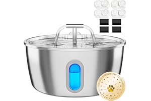 DIANU Cat Water Fountain Stainless Steel - 3.2L/108oz Pet Water Fountain for Cats Indoor - Automatic Pet Watering Dispenser (4 Filter)