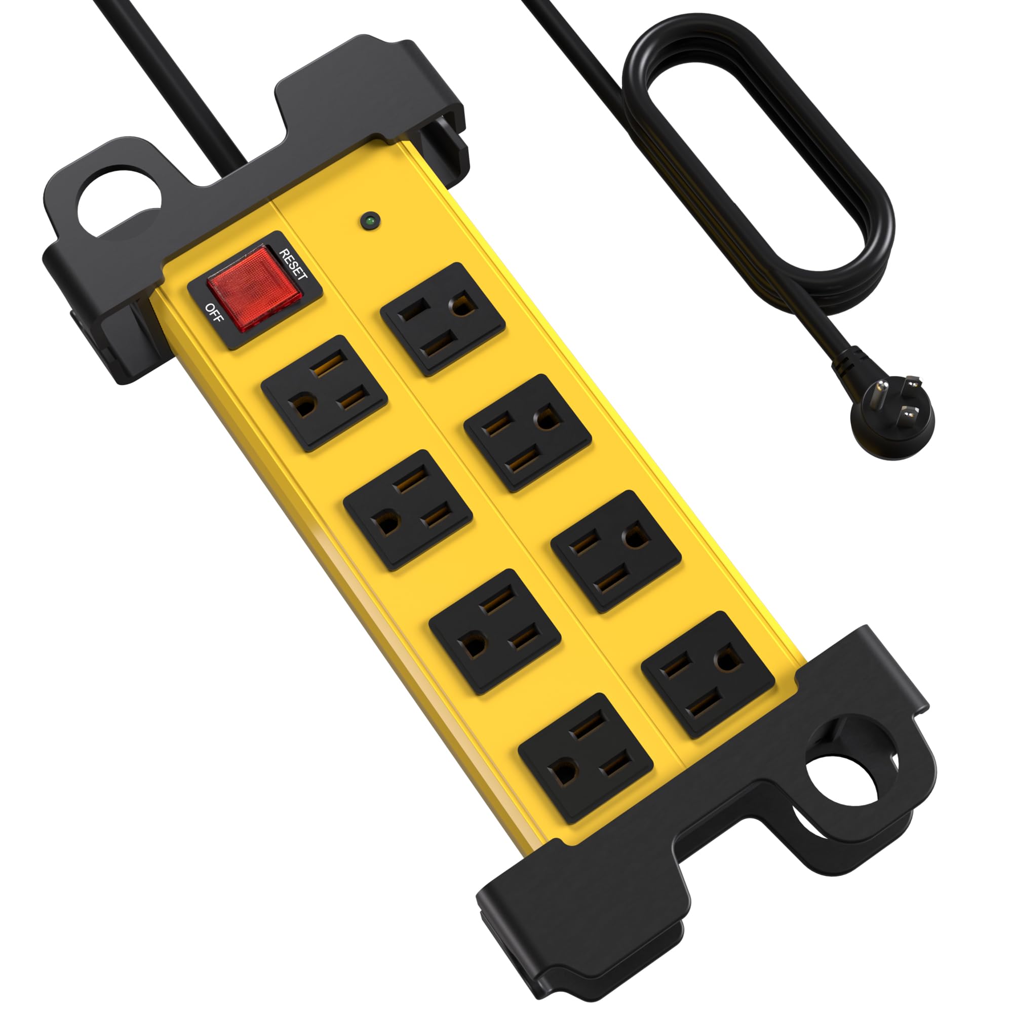 View 1 of 8 Outlet Heavy Duty Power Strip, 2700J Surge Protector with 6FT Extension Cord, Industrial Metal Powerstrip 15Amp, Wall Mount for Garage Workshop Outdoor Home Office, Wide Spaced (6ft)