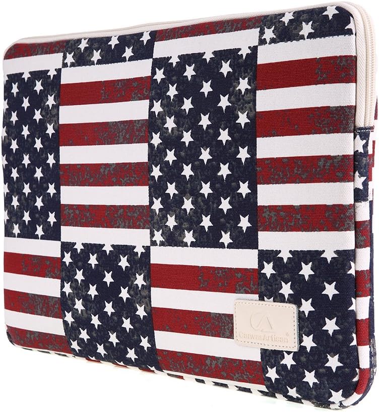 CanvasArtisan 13-13.3 Inch Laptop Sleeve,Laptop Case, USA Flag Bag Tablet Case