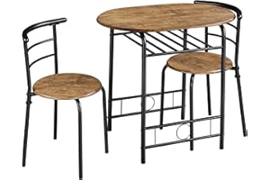 Yaheetech 3-Piece Dining Table Set, Breakfast Bistro Table Set for 2, Small Kitchen and Table Chairs Set of 2 with Metal Fram