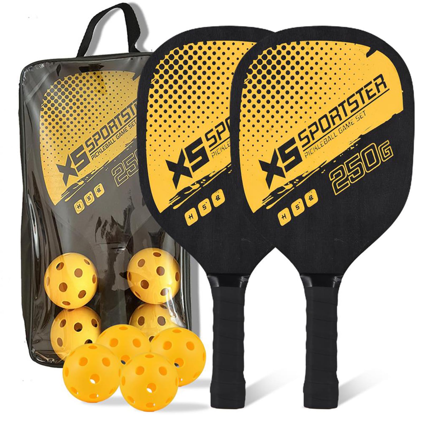 Lixada Pickleball Paddles Set of 2 With 4 Balls Package Bag Wooden padel racket for Beginners Men Women Adults