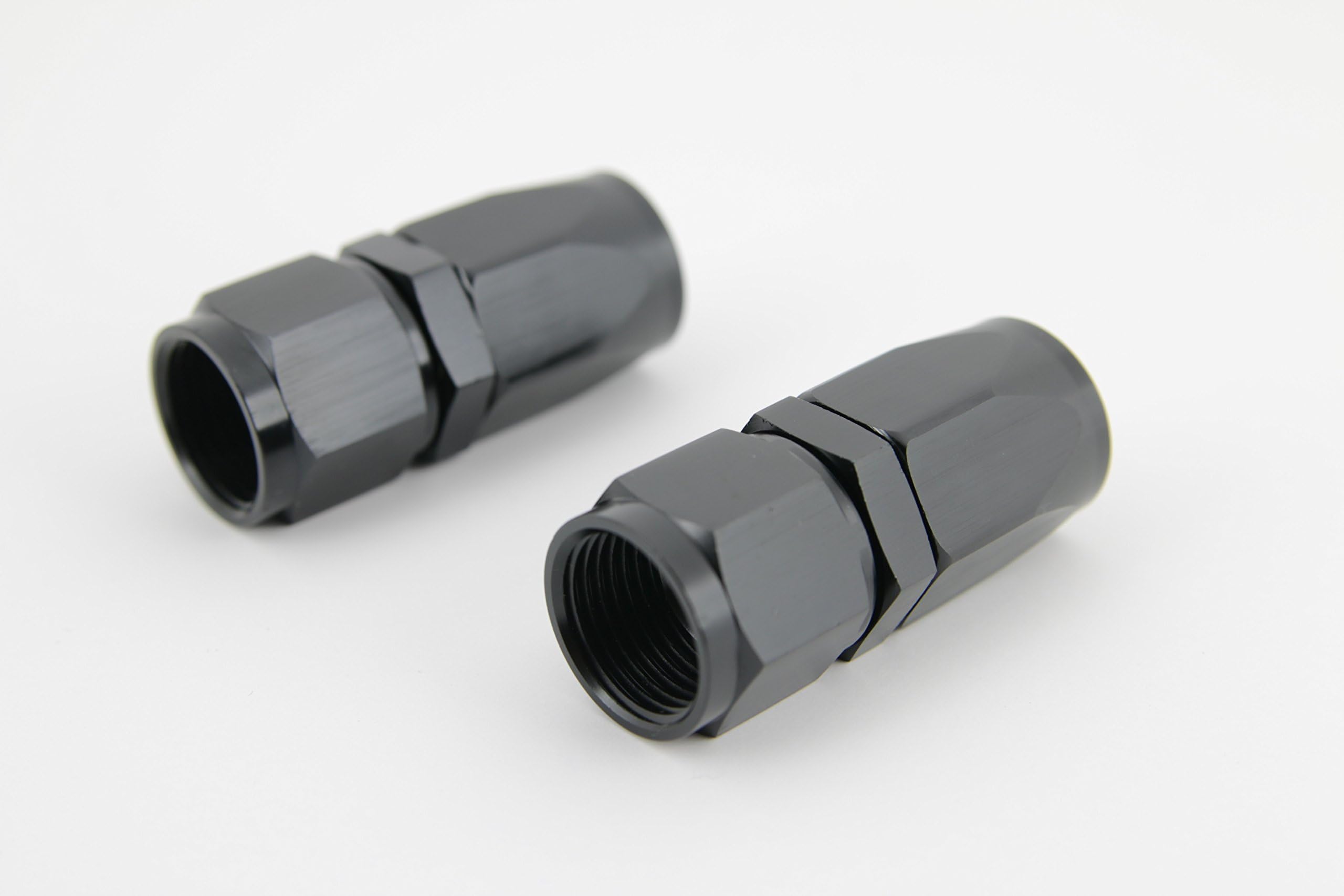 Kraken Automotive - Black 10AN Straight Aluminum Swivel Hose End for Fuel, Oil, Coolant and Air (2 Pack)